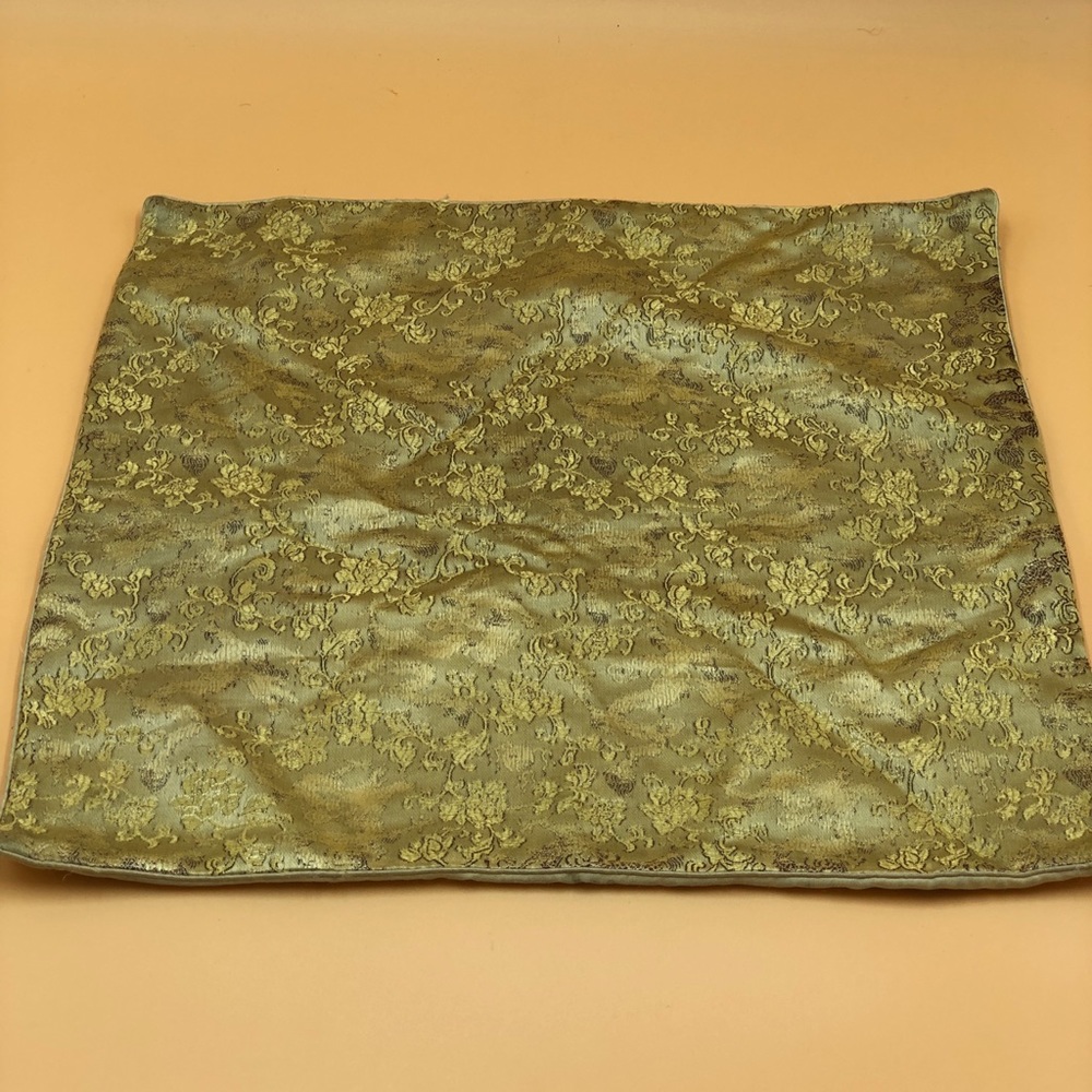 Vintage Asian Silk Gold Pillow Cover 17x17